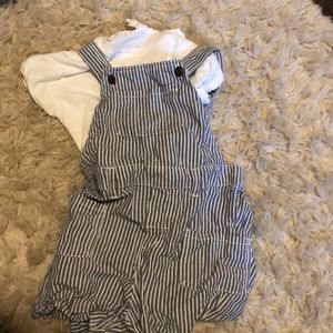 H&M seersucker overalls with white shirt